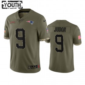 Camiseta Niño NFL New England Patriots Matthew Judon 9 Olive 2022 Salute To Service Limited